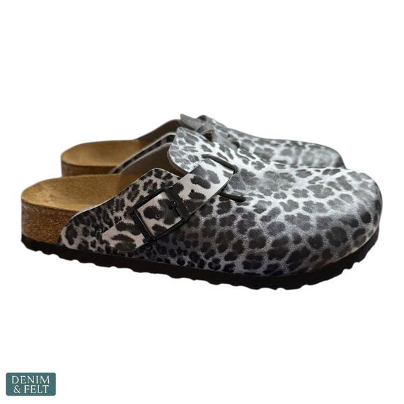 NEW Papillio Birkenstock Boston Leopard Clog Mules Slip On Bold Modern Style - Picture 4 of 8
